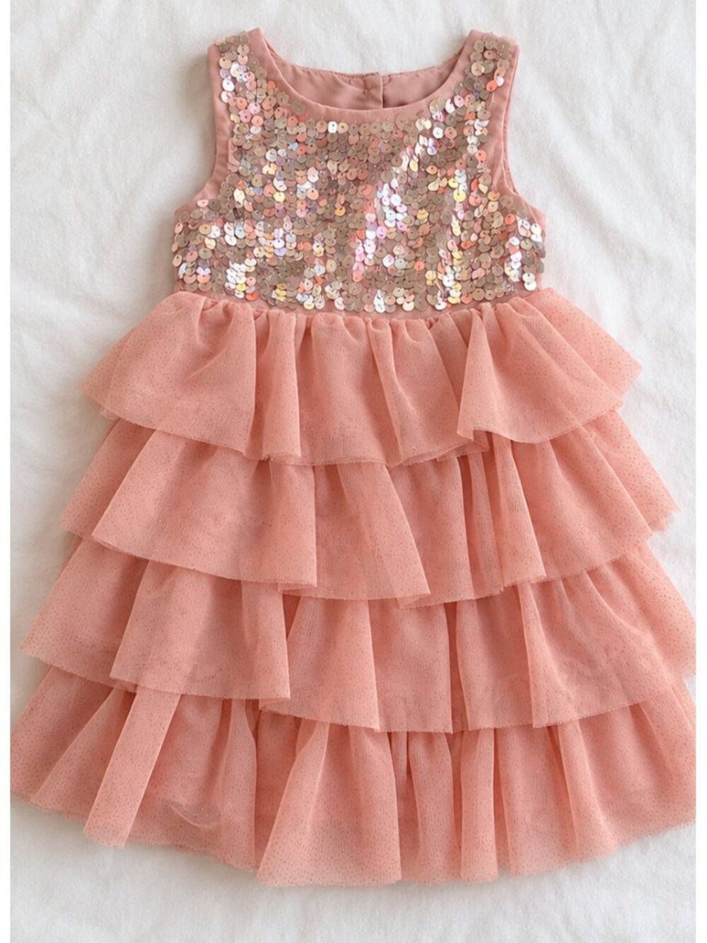 H&M Girls Pink Sequin Tiered Tulle Party Dress Size 5T